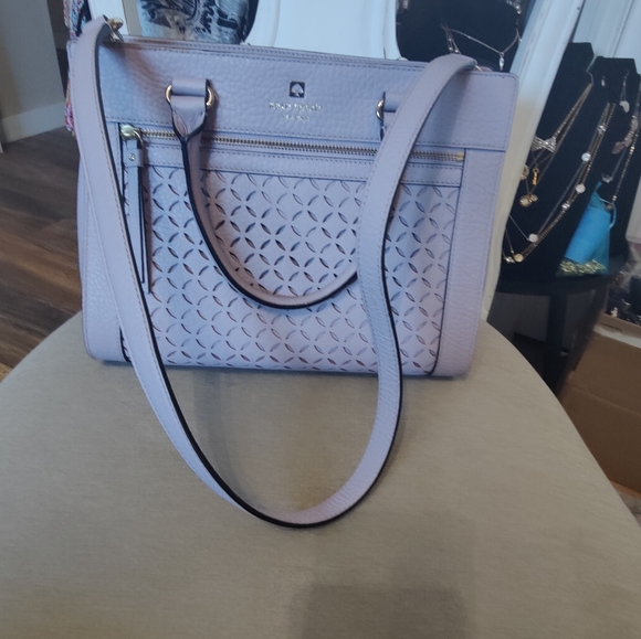 Kate Spade lilac laser cut lattice front shoulder bag with silver hardware - Picture 5 of 16